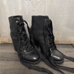 SCHUTZ Black Lace-Up Combat Boots